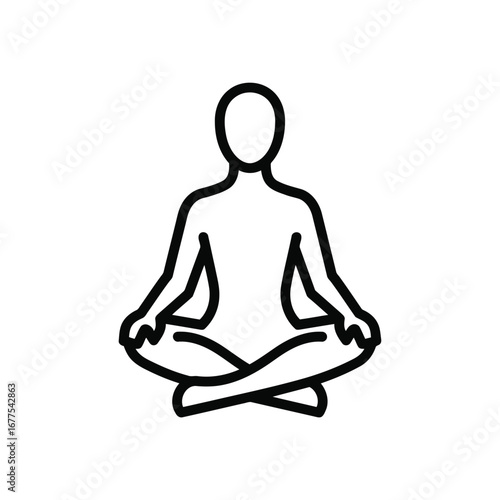 A simple line drawing of a person meditating in a lotus position.