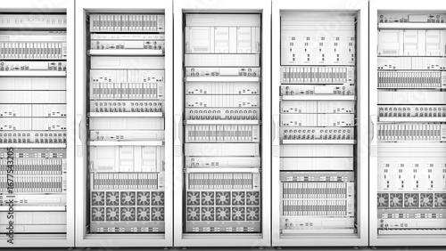 storage and processing unit, large AI processing server room, storage and network processing room, SSD and hard disk drive storage, and processor cooling system,3D rendering