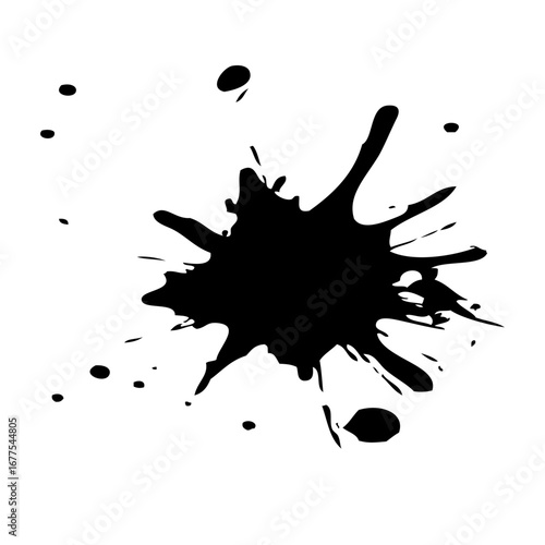 Ink Splatter Vector Silhouette, Black Paint Splash Stain Grunge Texture, Isolated PNG on Transparent Background for Design and Decoration