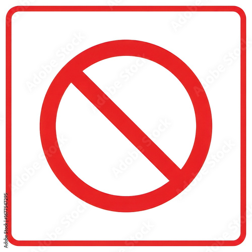 Free Download Red prohibition symbol with diagonal line inside a square frame isolated on transparent background - GFXLoad