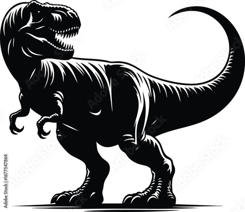 Historical T-rex animal vector illustration isolated on white background