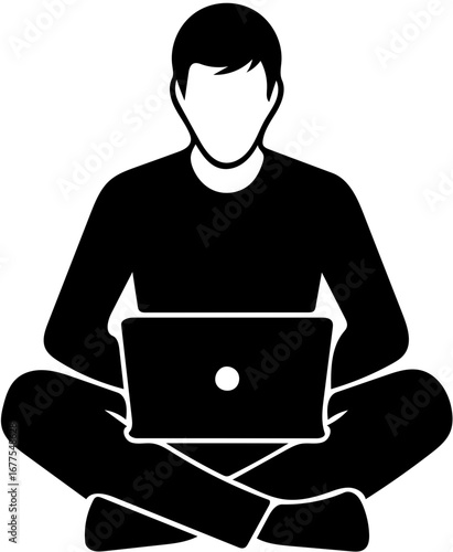 Person working remotely with laptop in comfortable pose, symbolizing work from home freedom