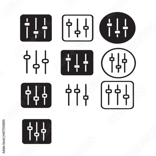 Sound equalizer vector icons for audio control and music production in creative designs and sound engineering projects for professional and amateur use