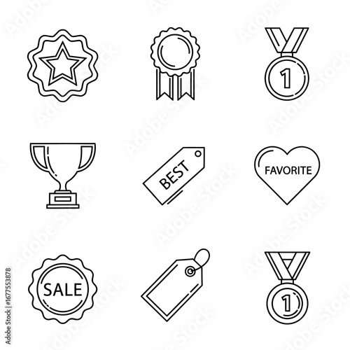Line Art Icons Rewards, Sales, and Favorites
