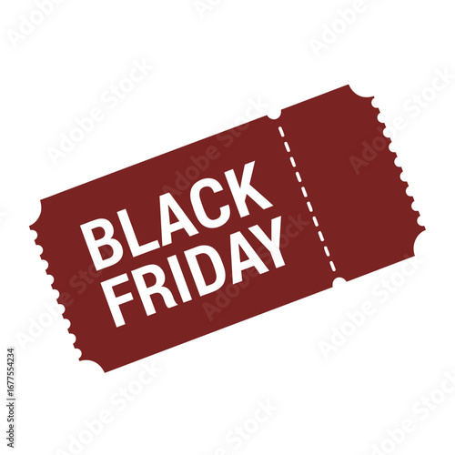 A red ticket with the words 'Black Friday' on it, advertising a sale or discount.