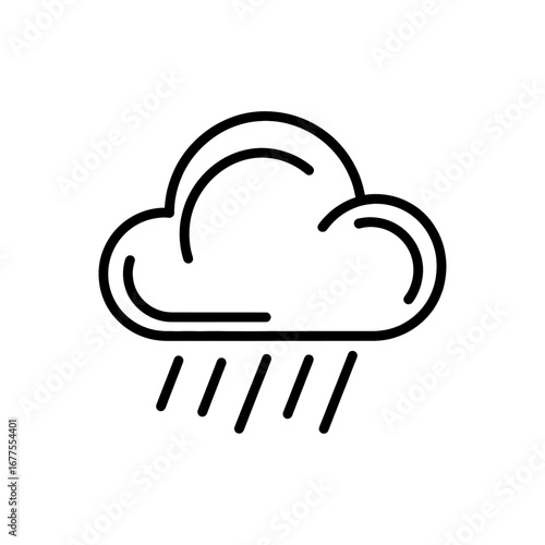 Line Art of a Rain Cloud Minimalist Weather Icon Design