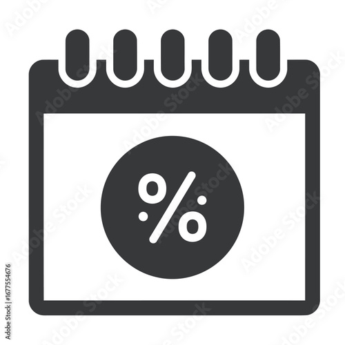Calendar Icon with Percentage Symbol for Discount or Promotion.