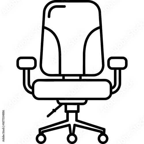 Ergonomic Office Chair Line Icon Representing Modern Workspace Furniture and Professional Business Seating Solutions