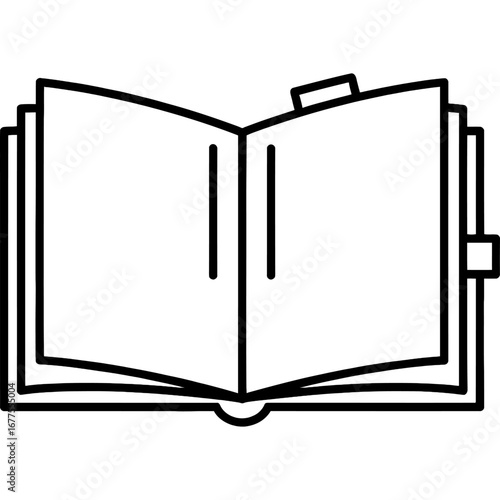 Open Book Icon Knowledge, Learning, and Information Symbol in Black and White