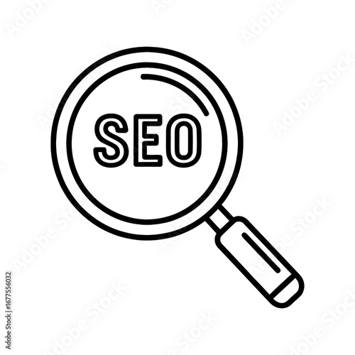 SEO Magnifying Glass Icon for Search Engine Optimization and Website Analysis