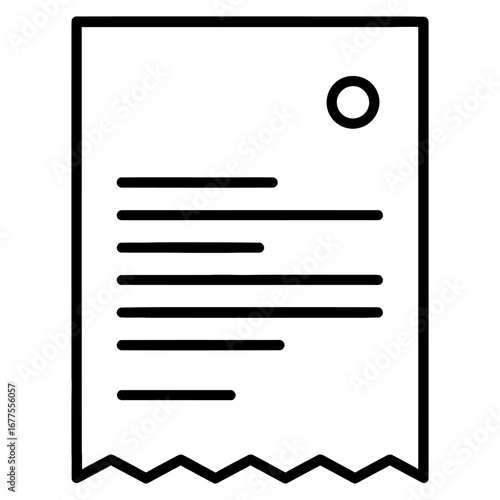 Receipt icon depicting a document with information and jagged bottom edge