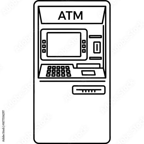 ATM Machine Illustration A Simple Outline of a Cash Dispensing Machine
