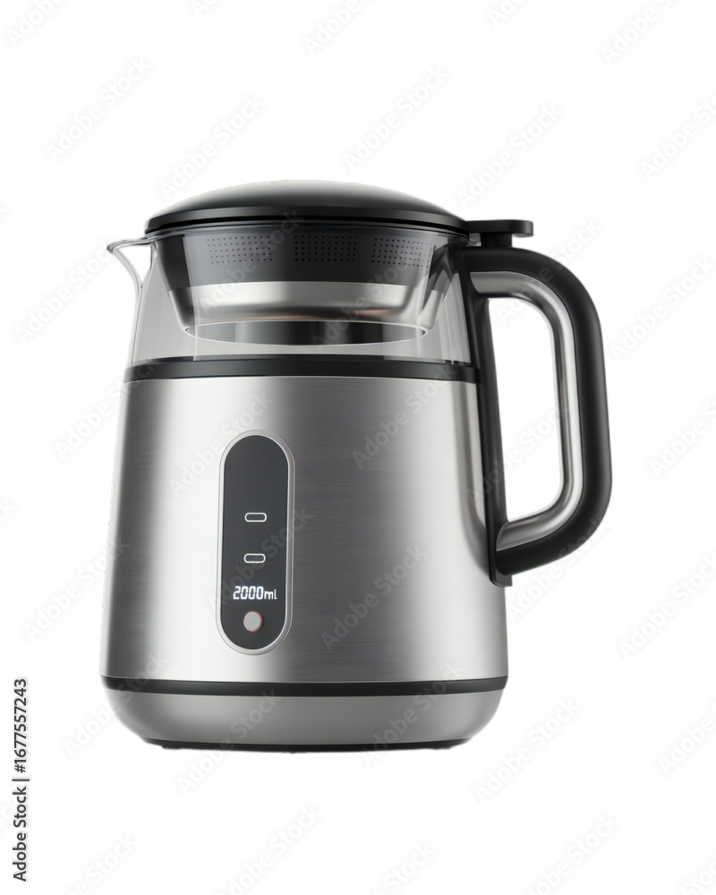 custom made wallpaper toronto digitalModern electric kettle with a brushed stainless steel body and glass water level indicator isolated on transparent background