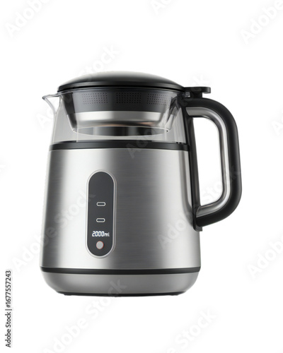 Wallpaper Mural Modern electric kettle with a brushed stainless steel body and glass water level indicator isolated on transparent background Torontodigital.ca