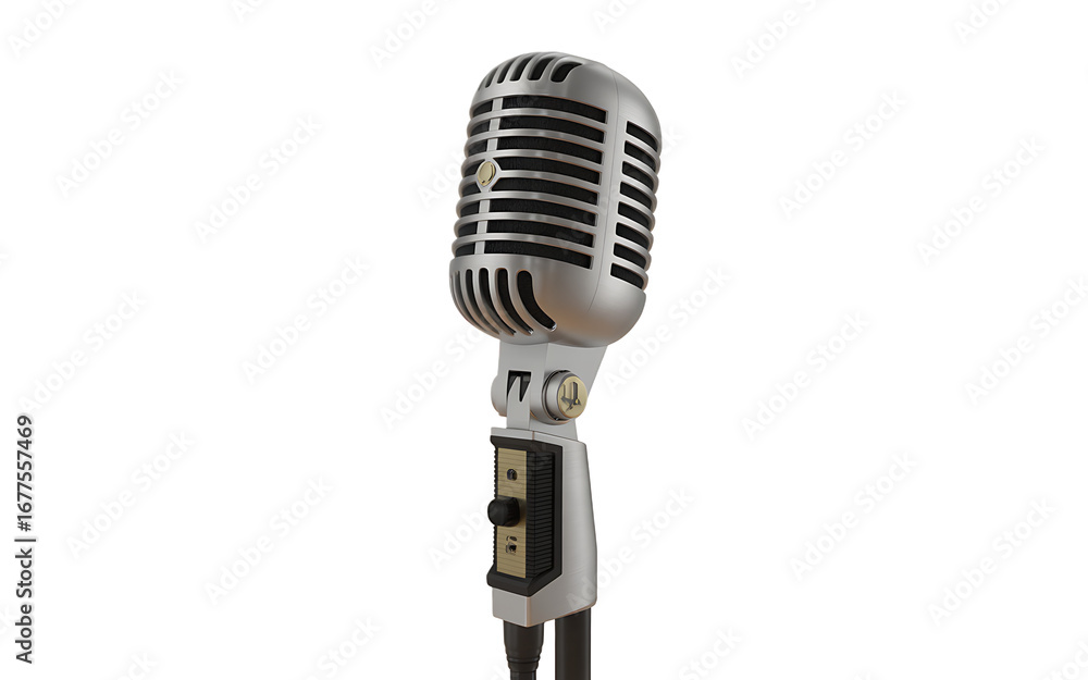 Fototapeta premium Vintage microphone isolated on transparent background