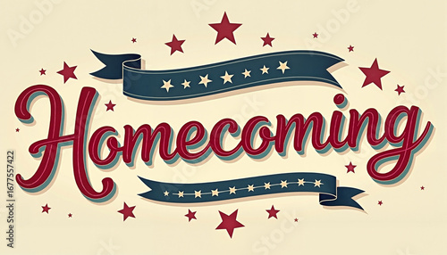 Homecoming celebration with stars and banners
