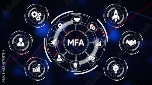 MFA acronym in a business concept diagram with icons for finance and teamwork image photo
