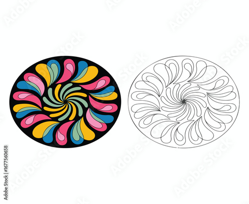 Abstract black and brown vector spiral of a nautilus seashell
