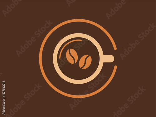 Simple Coffee Cup and Bean Logo Design Minimalist Branding