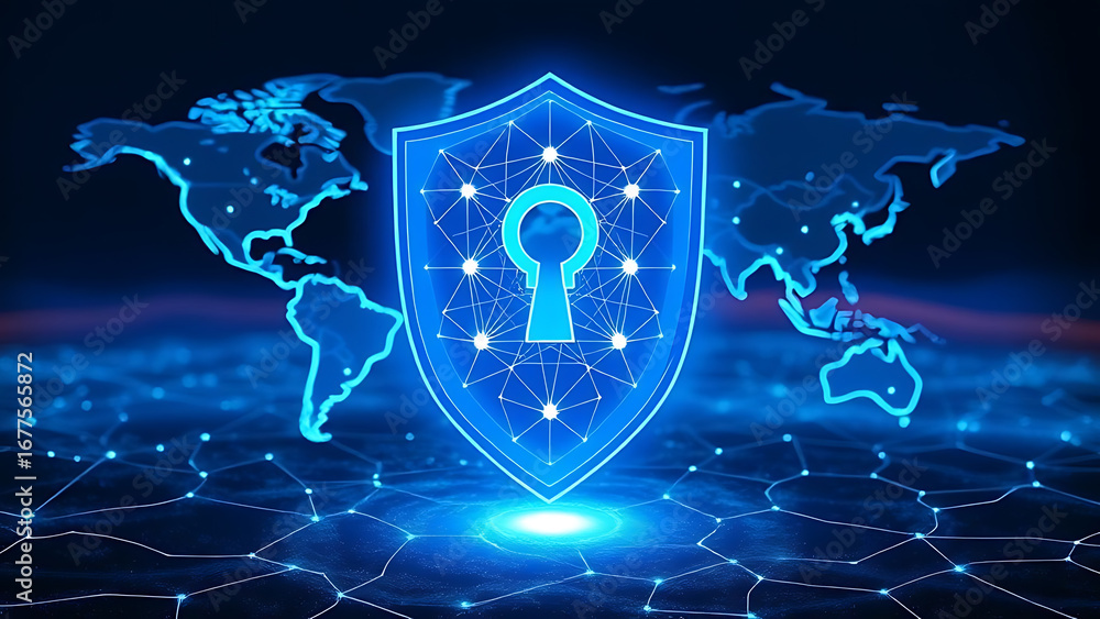 Fototapeta premium Security shield with global world