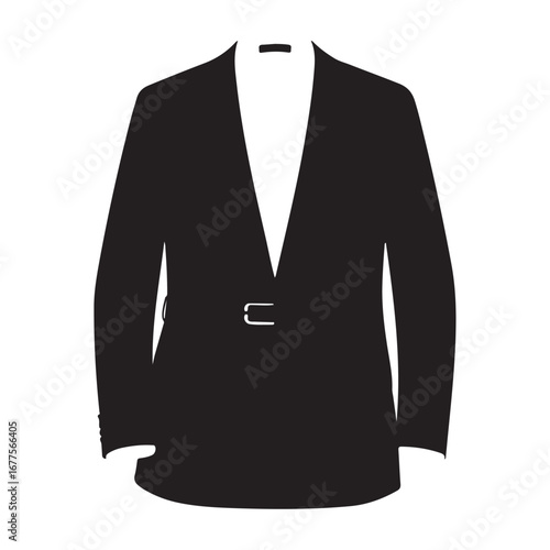 Black silhouette of a man's suit jacket with a belt clothing