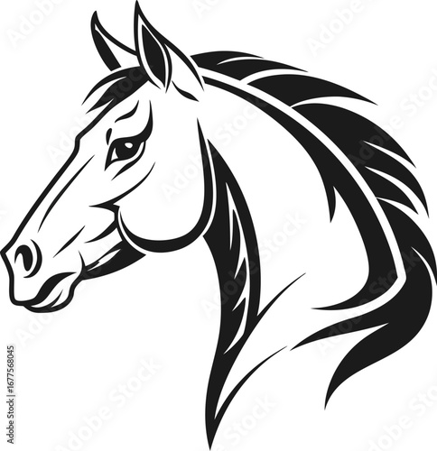 Wallpaper Mural Black silhouette of a horse head vector illustration ideal for a tattoo design or logo Torontodigital.ca
