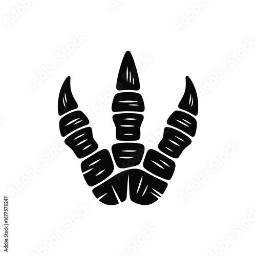 Dinosaur Footprint Silhouette Illustration Black Vector Graphic Design Element for Paleontology Enthusiasts and Prehistoric Era Theme Projects