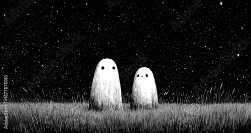 Ghosts Roam Night Halloween Spooky Scary Fantasy Theme