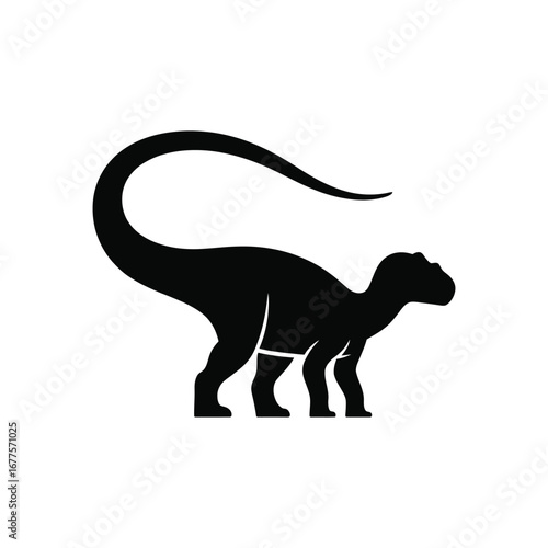 Iguanodon Silhouette Illustration Black Vector Design Herbivorous Dinosaur in Black Silhouette Vector Illustration of Prehistoric Era