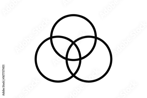 Vector Illustration of Triple Venn Diagram Icon