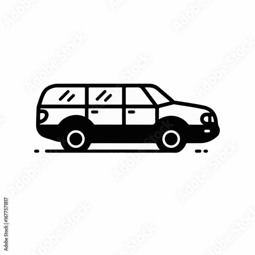 Sleek monochrome car icon for transportation designs, perfect for automotive apps or infographics, clean vehicle art for modern interfaces and sleek presentations