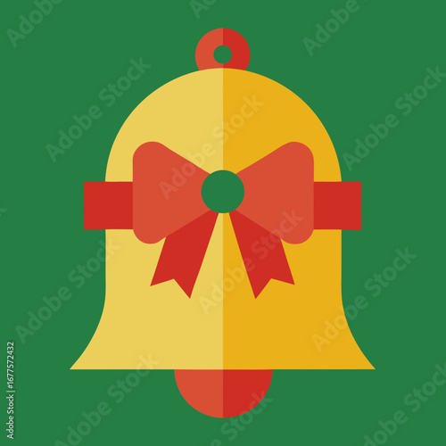 Festival Icon of Christmas Bell with Bow Holiday Illustration