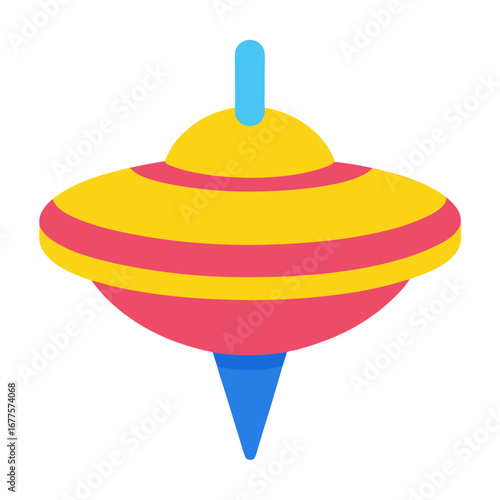 Kids Icon of Spinning Top Toy Classic Play Vector