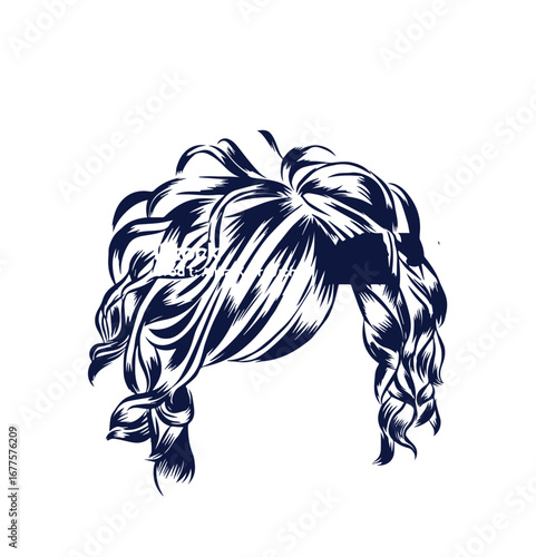 Bridal hand drawn hairstyles, vector illustration
