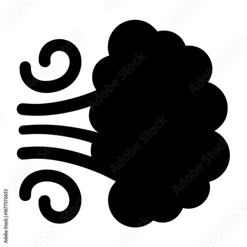 Icon of wind blowing clouds, representing weather, nature and atmospheric conditions