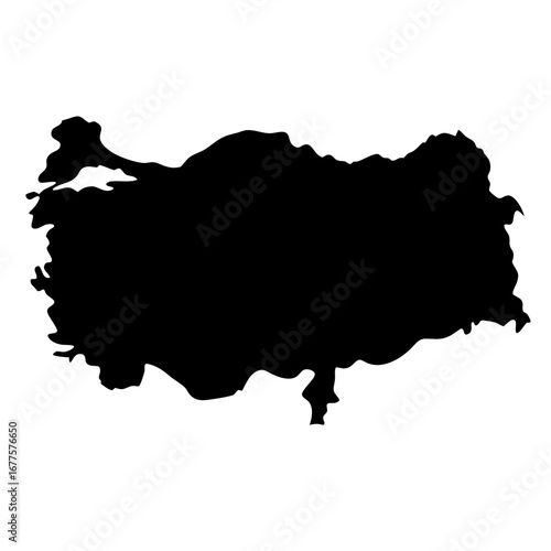 Silhouette of Turkey map in solid black on white background illustration
