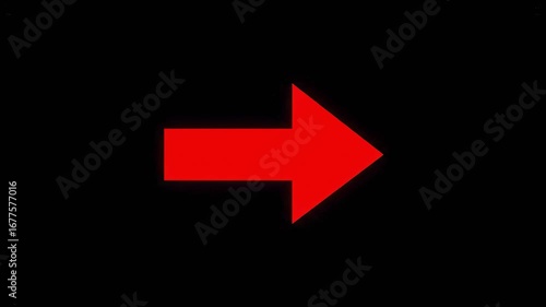 Red arrow sliding right animation video directional pointer motion graphics emergence