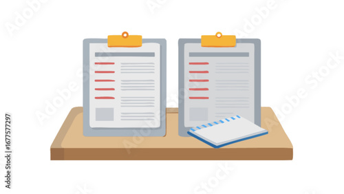 Clipboards checklist and notepad on desk for organization and task management planning and documentation