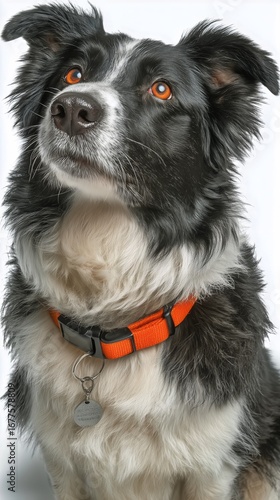 Border Collie With Striking Fur and Expressive Eyes Posing Against a Neutral ...