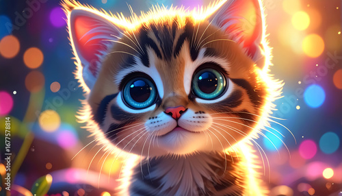 Illustration of a 3D cute adorable cat cartoon