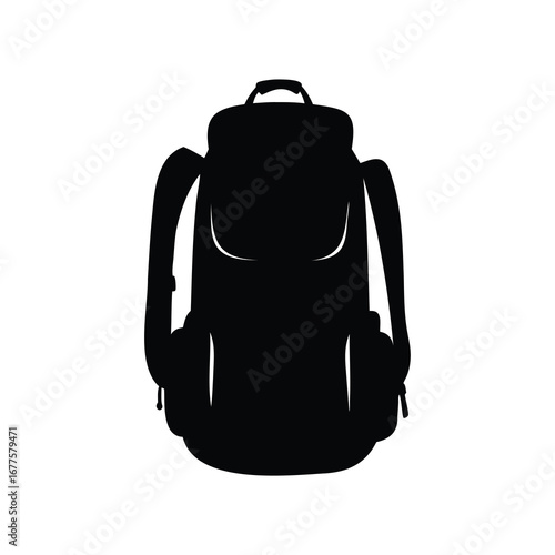 Silhouette of a Hiking Backpack on White Background for Design Elements, backpack silhouette vector illustration