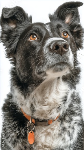 Border Collie With Striking Fur and Expressive Eyes Posing Against a Neutral ...