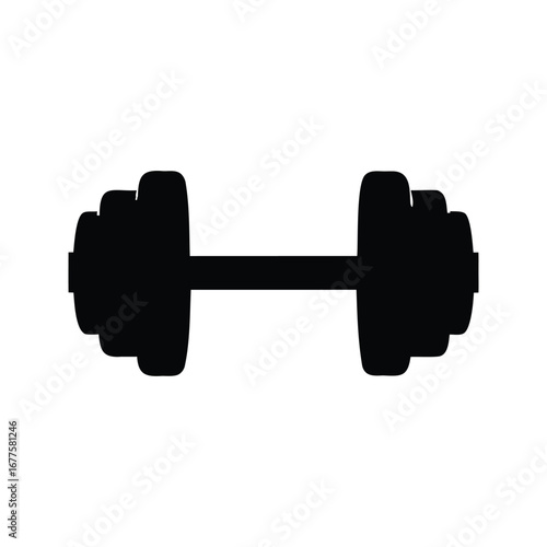 Isolated black silhouette of a dumbbell on a white background., dumbbells silhouette vector illustration