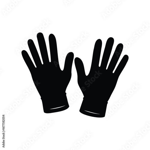 Illustration of a Pair of protective Gloves in Black Silhouette Style, garden gloves silhouette vector illustration