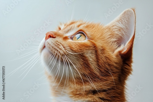 Playful Ginger Cat Observing Its Surroundings With Curiosity in a Bright Indo...