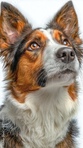 Border Collie With Striking Fur and Expressive Eyes Posing Against a Neutral ...