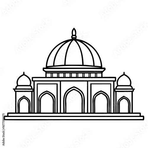 Illustration of a historic dome building with arches