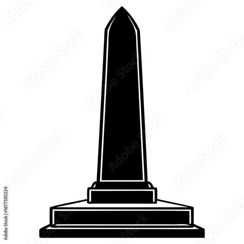 Black silhouette of monument or tombstone
