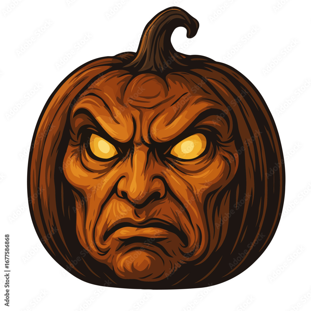 Fototapeta premium Sinister Evil Halloween Jack-o'-Lantern Face