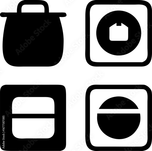 Essential cookware icons for modern kitchen design, simplifying meal prep with clear symbols